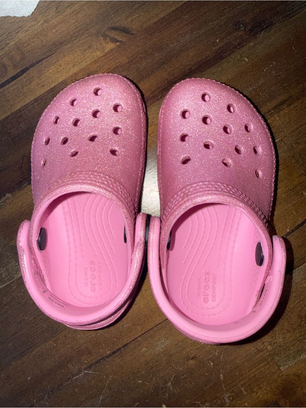 CROCS Kids Glitter Clog Sandals in Bubblegum Pink